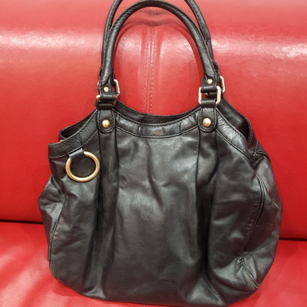 Gucci Top Handle Sukey Pebbled WITHOUT Gg Charm Black Calfskin Leather Shoulder - Picture 2 of 16